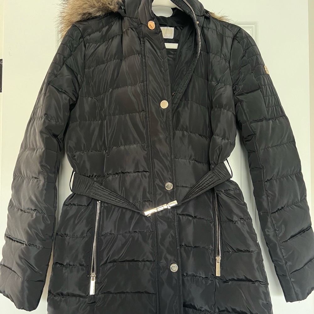 Michael Kors Black Quilted Down Puffer Coat, Size XS